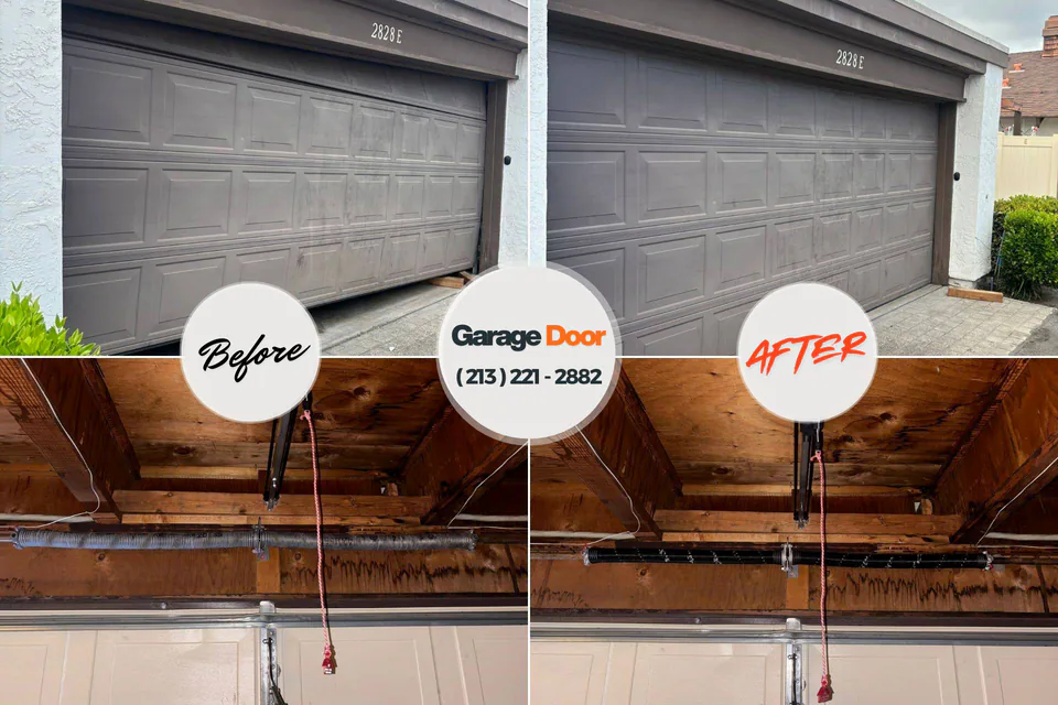 Before and after: garage door repair Springdale, NC